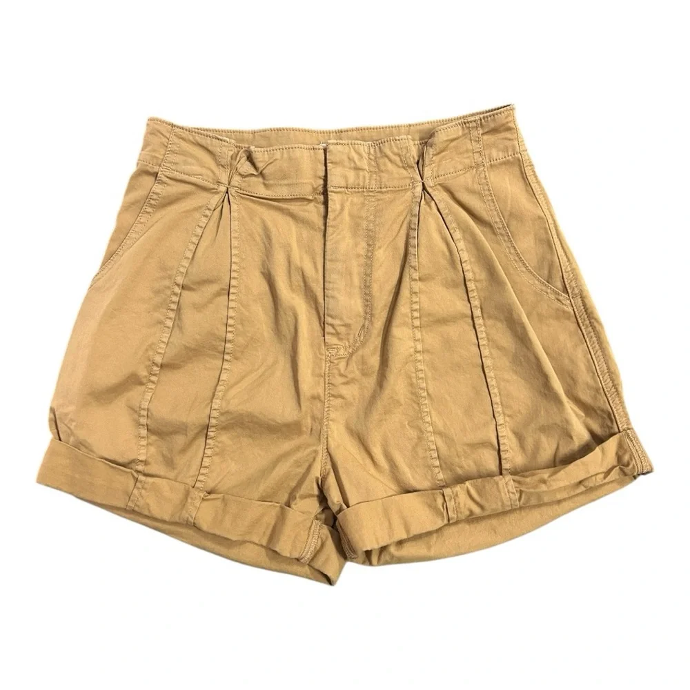 Joie‎ Xandria Women's Tan High-Waisted Pleated Cuffed Hem Shorts  Sz 2